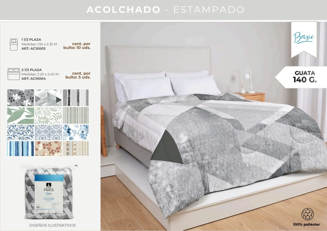 ACOLCHADO BASIC ESTAMPADO 1 1/2