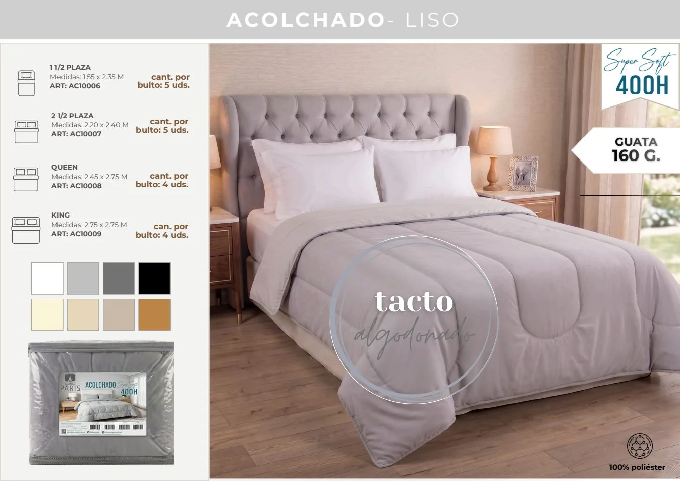 ACOLCHADO SUPER SOFT 400H LISO 2 1/2