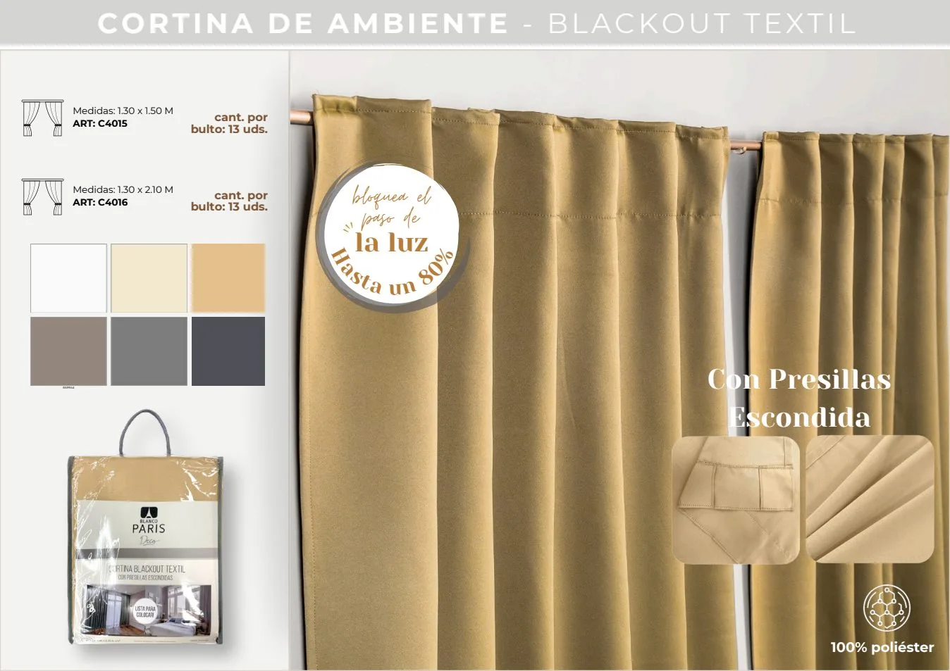 CORTINA AMBIENTE BLACKOUT TEXTIL 2.10M