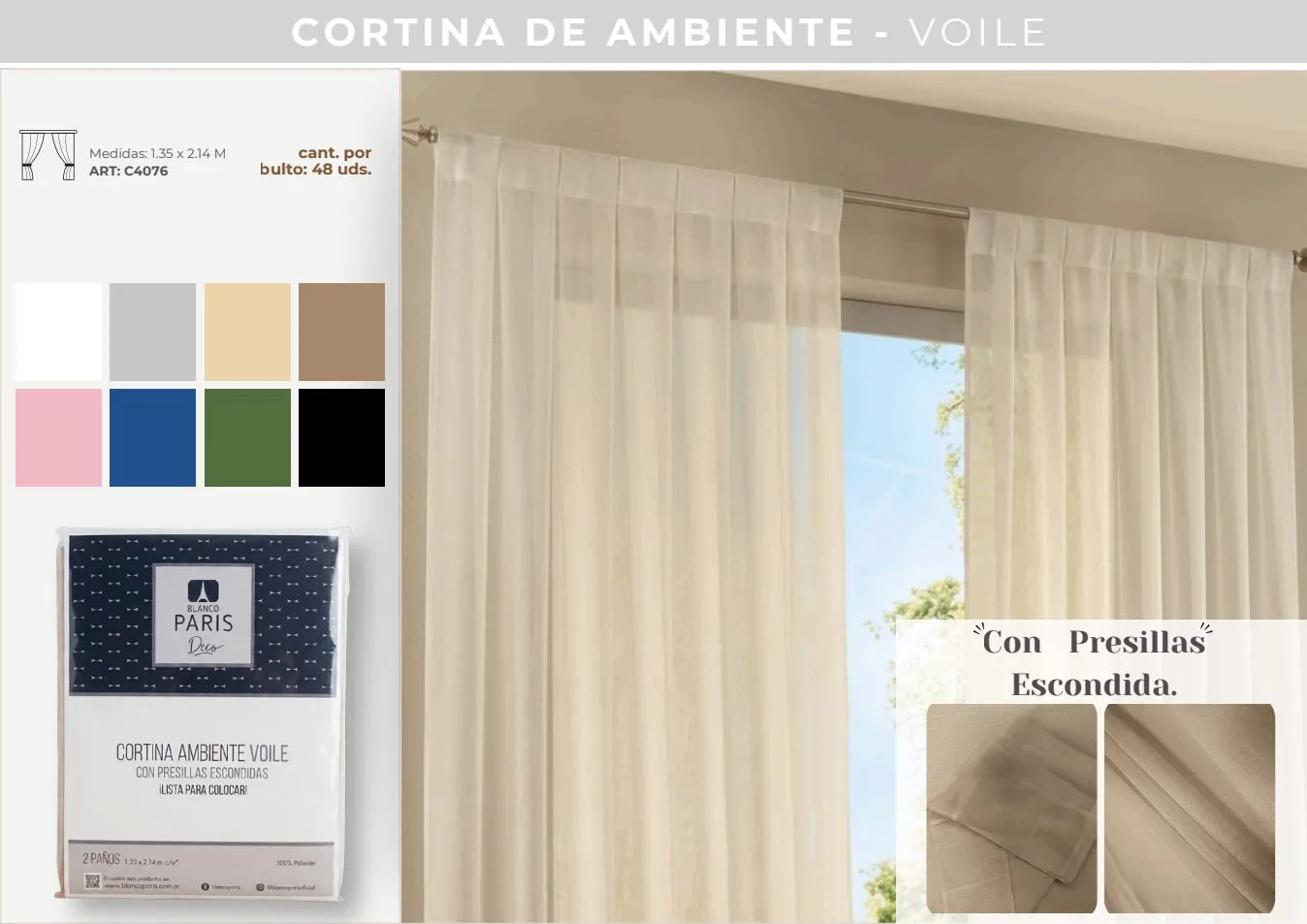 CORTINA AMBIENTE VOILE 1.35 X 2.14 M (CH-BP)