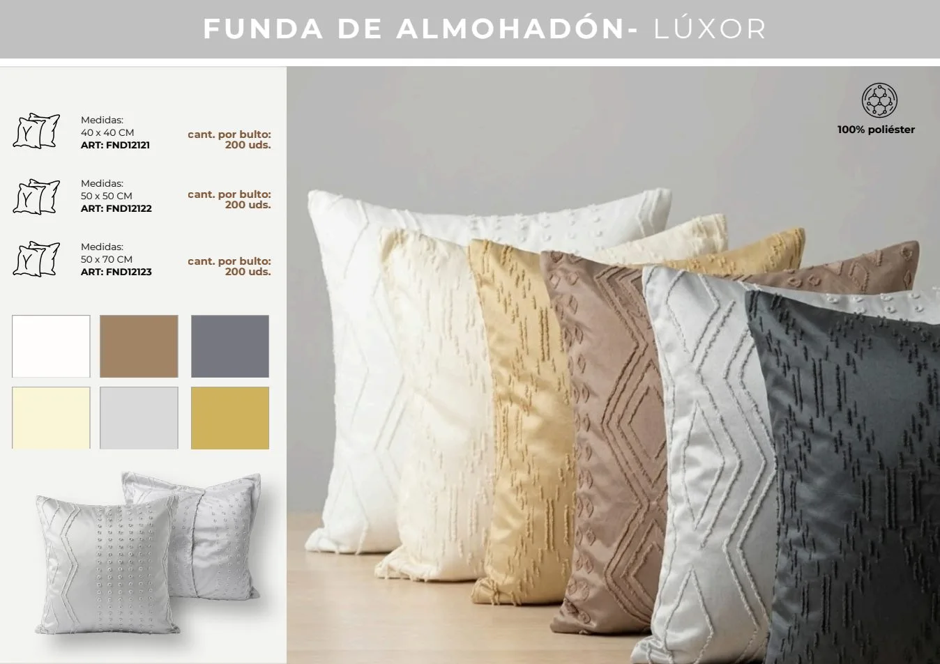 FUNDA ALMOHADON LUXOR 50X50 CM