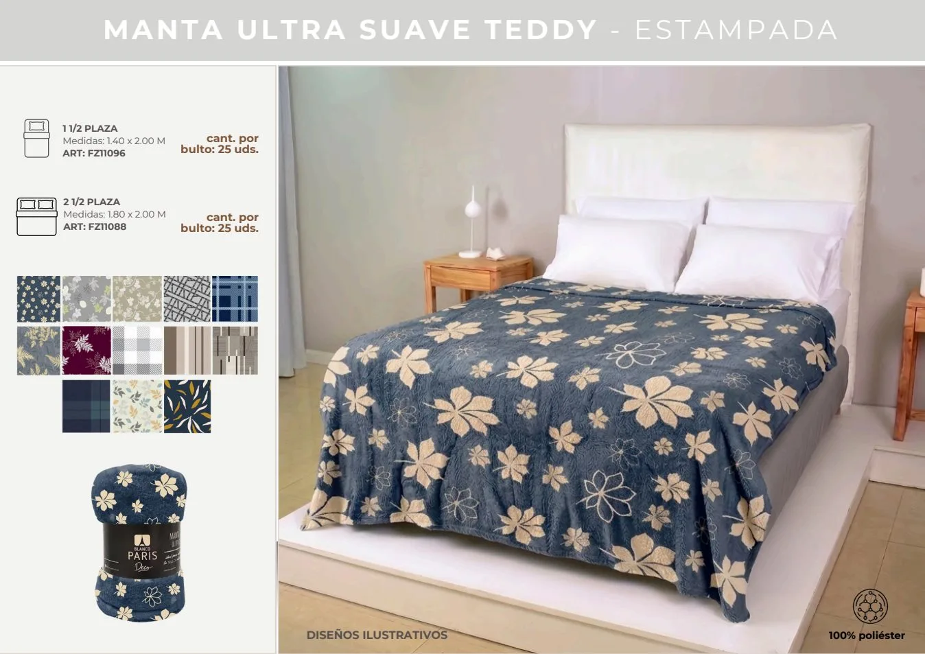 MANTA TEDDY ULTRA SUAVE ESTAMPADA  2 1/2 (IMP-BP)
