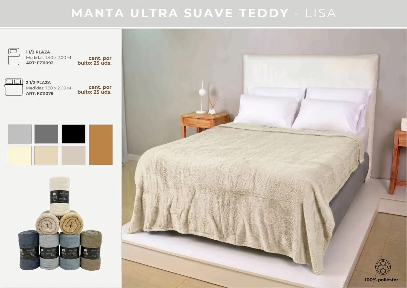 MANTA TEDDY ULTRA SUAVE LISA 1 1/2 (IMP-BP)
