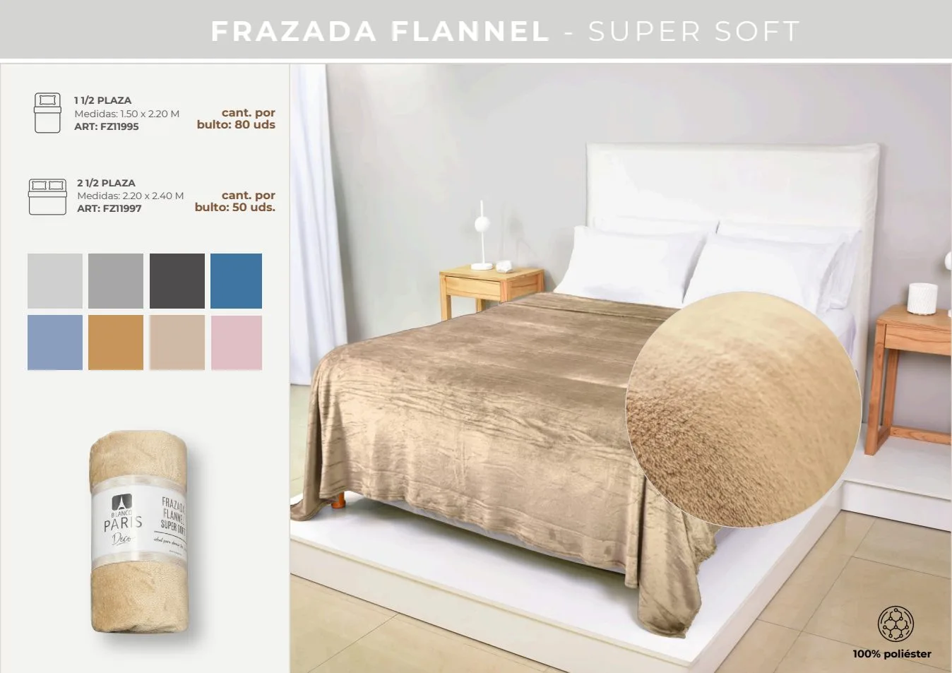 FRAZADA FLANNEL SUPER SOFT 2 1/2