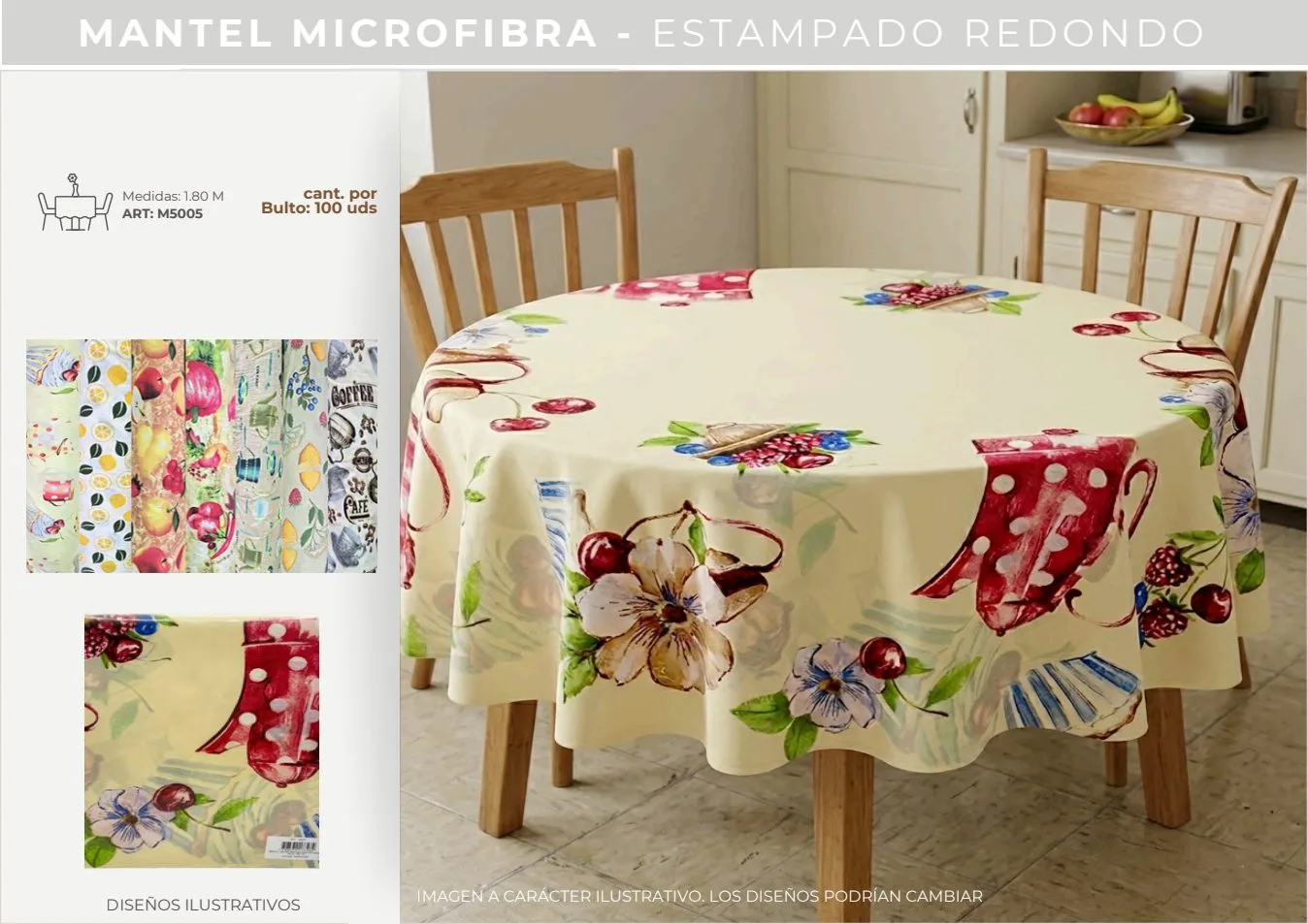 MANTEL MIC ESTAMPADO REDONDO 1.80M