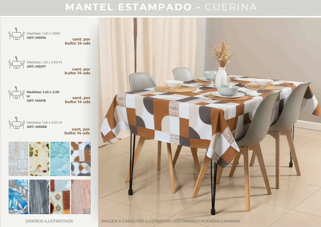 MANTEL CUERINA ESTAMPADO 3M