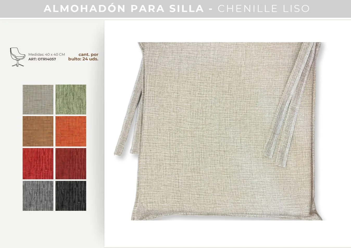 ALMOHADON PARA SILLA CHENILLE LISO