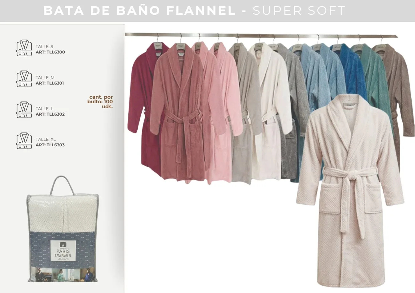 BATA DE BAÑO FLANNEL SUPER SOFT M