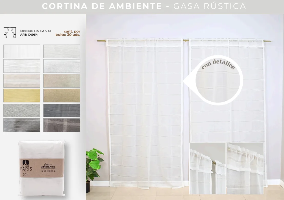 CORTINA AMBIENTE GASA RUSTICA 1.40X2.10 M