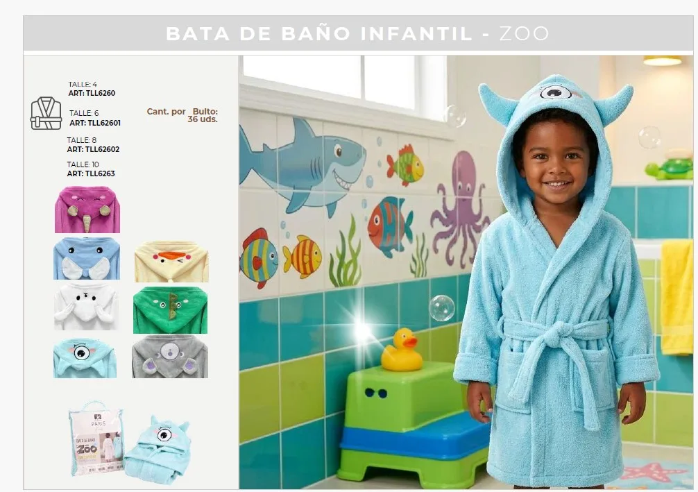 BATA DE BAÑO INFANTIL - ZOO